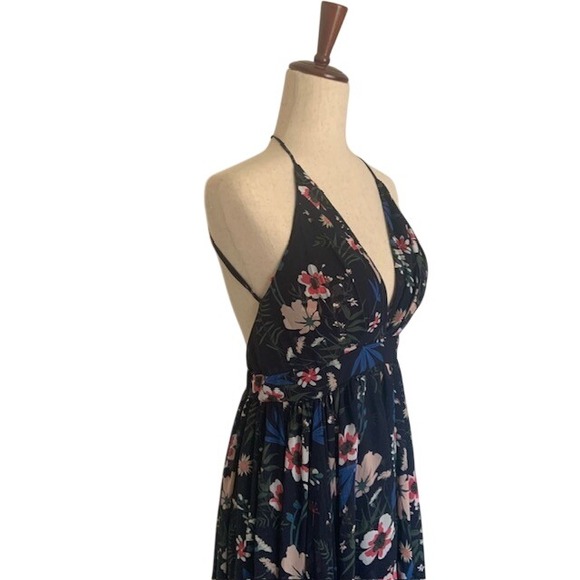 Meghan LA Floral Halter Maxi Dress M NWT Fairy Boho Chiffon Backless Ethereal - Picture 3 of 11